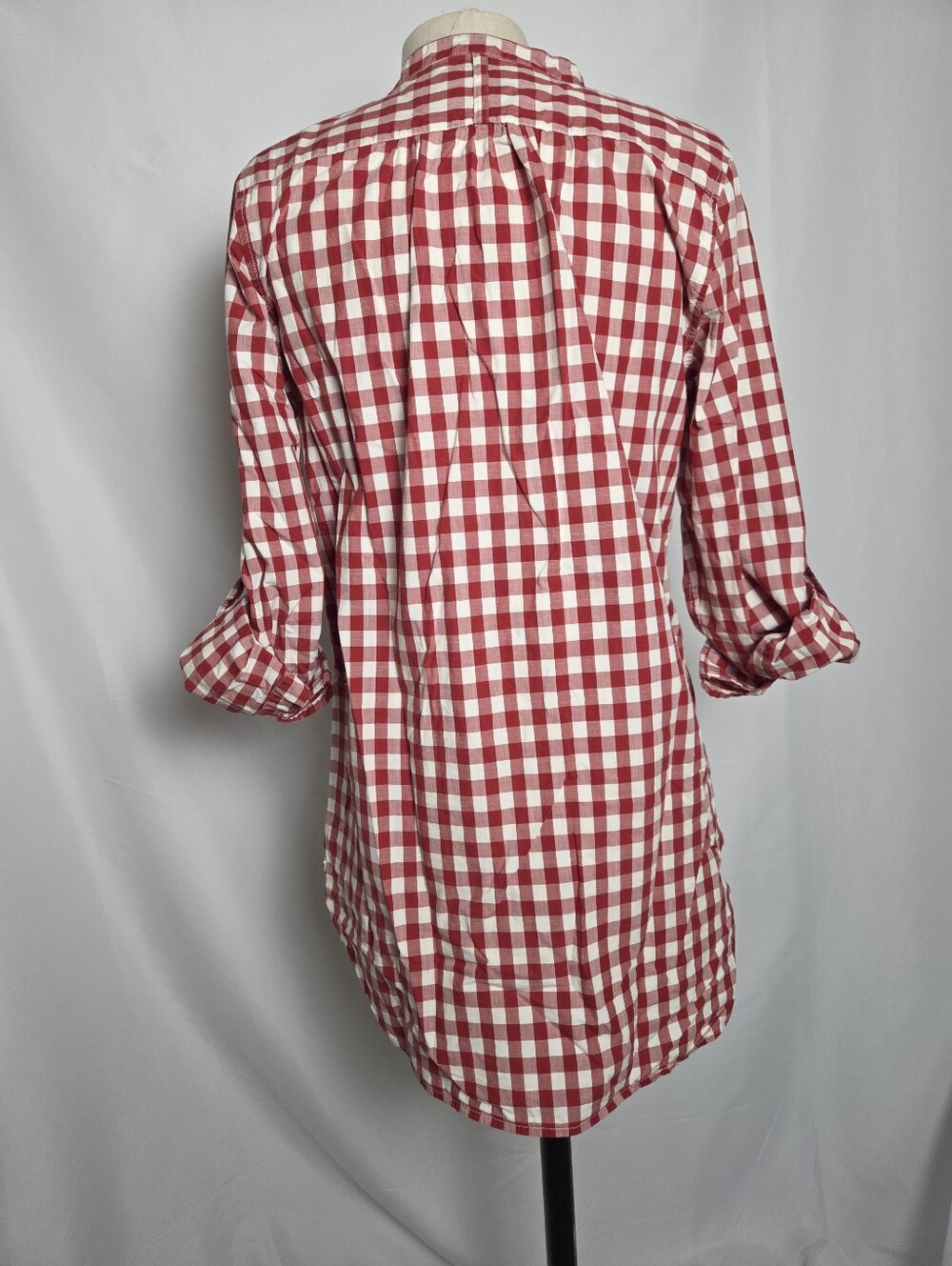 Red And White Gingham Cotton Tunic Shirt - Picture 5 of 15